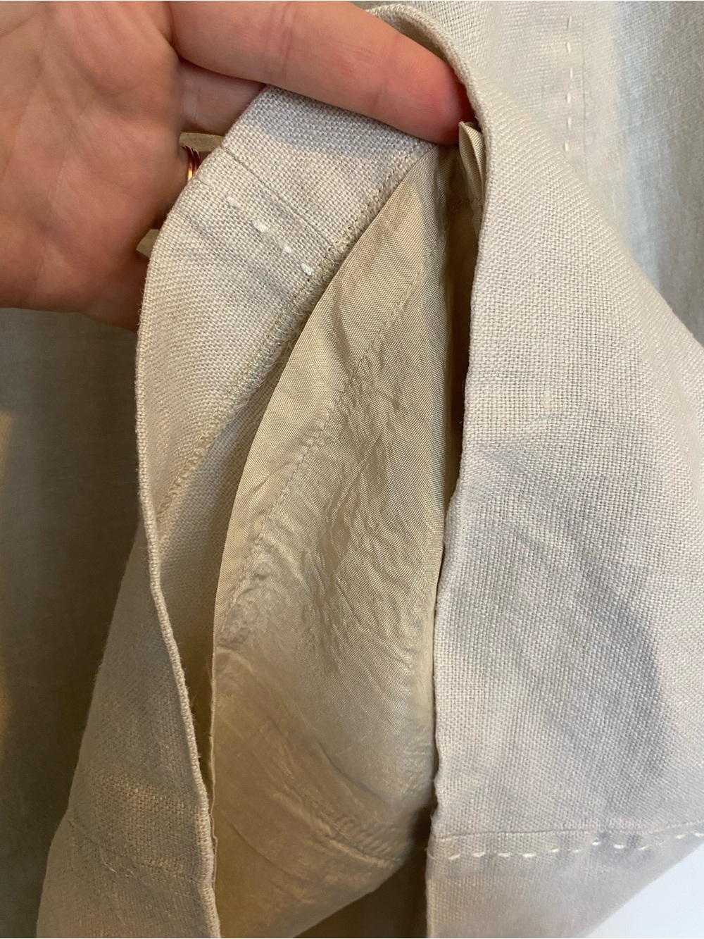 Ann Taylor Cream Linen Midi A-Line Skirt - Picture 5 of 5